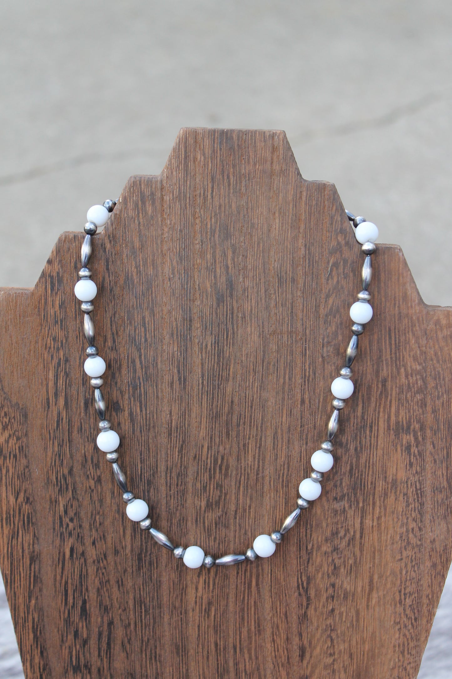 White bead necklace