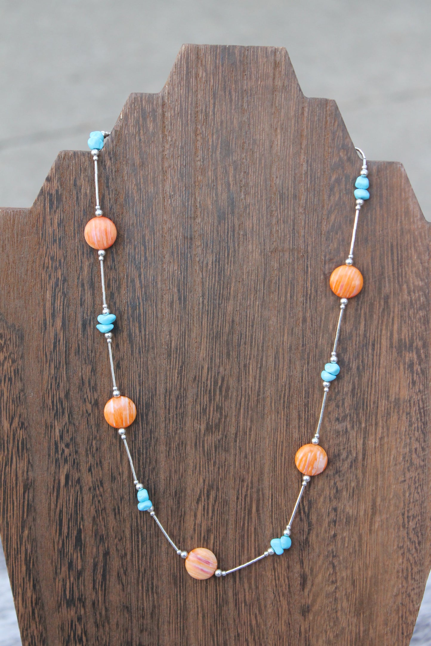Liquid silver, orange spiny + turquoise