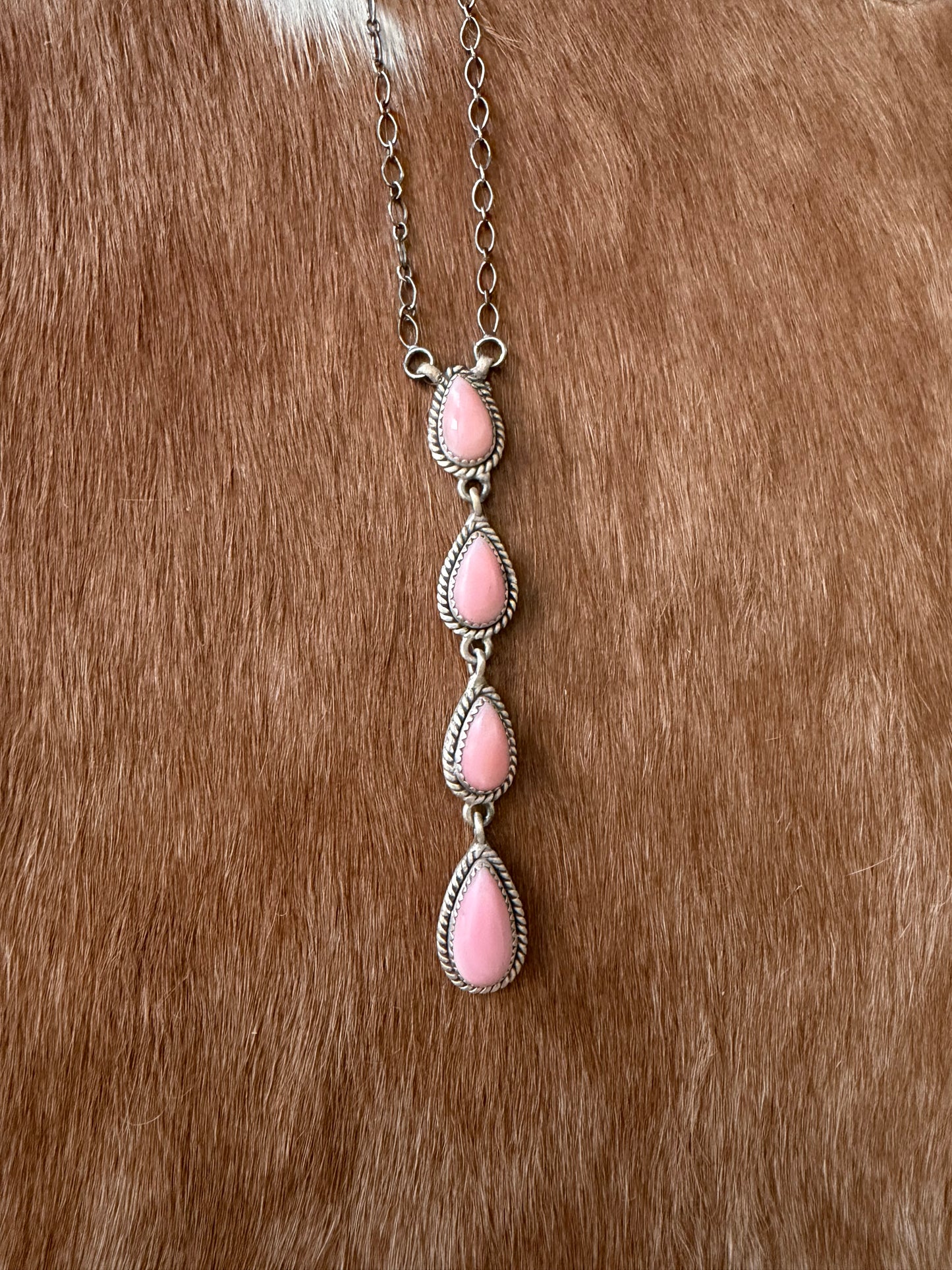 4 stone pink conch lariat