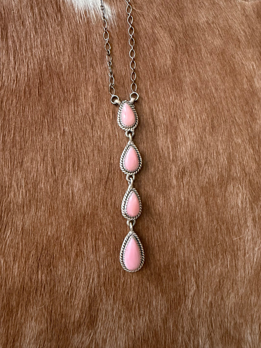 4 stone pink conch lariat