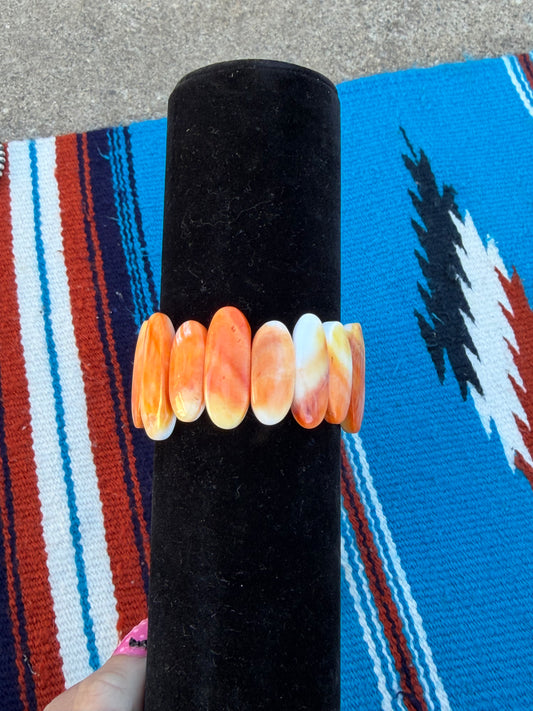 Stretchy orange spiny bracelet