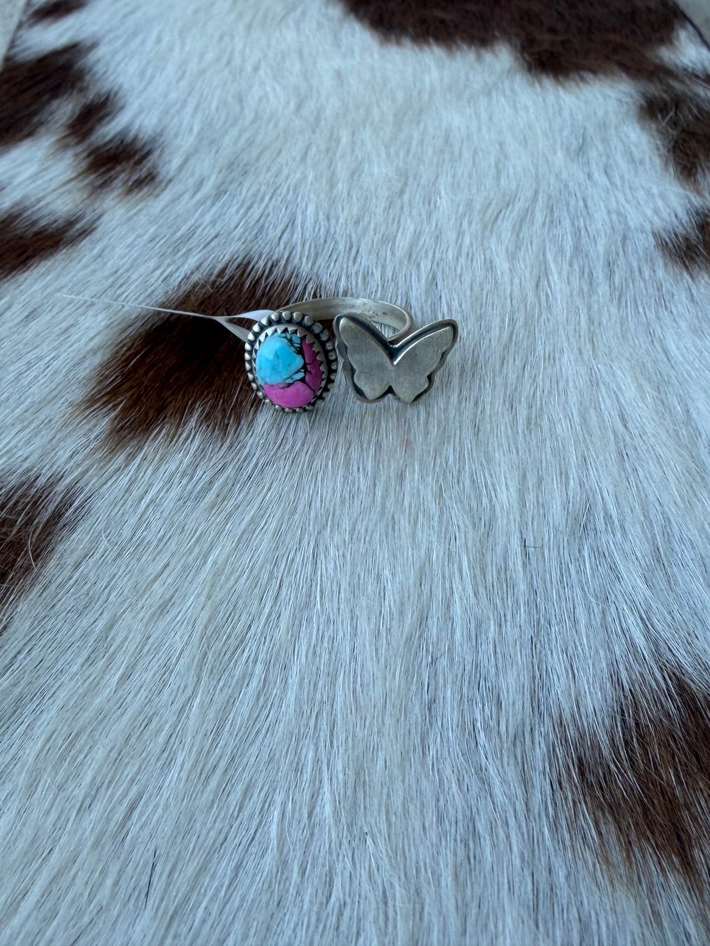 Cotton candy butterfly ring
