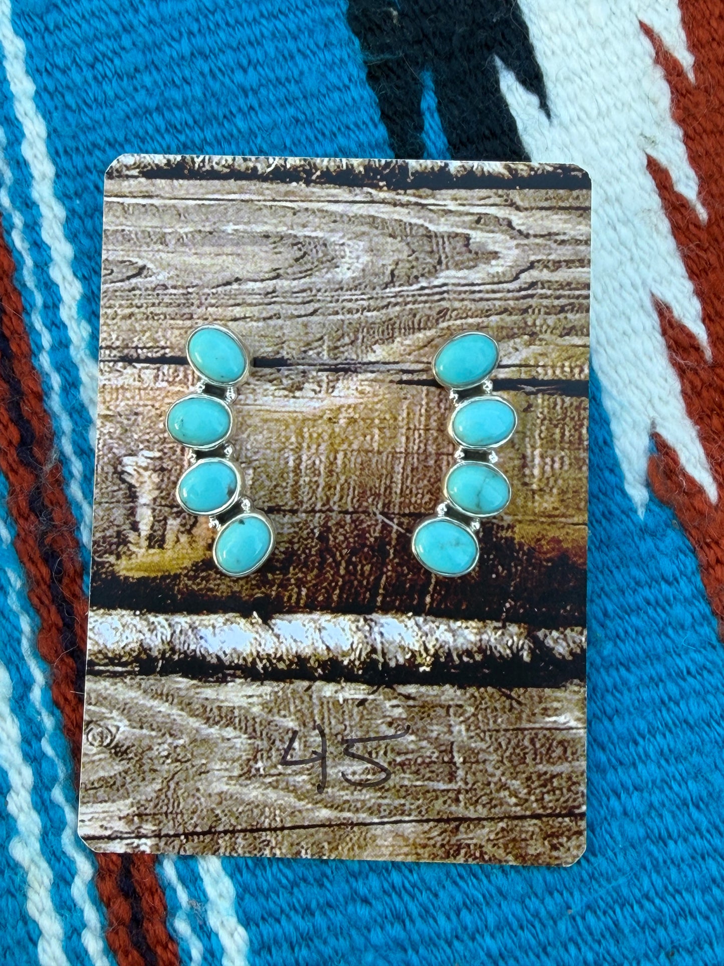 turquoise earrings, partial open back