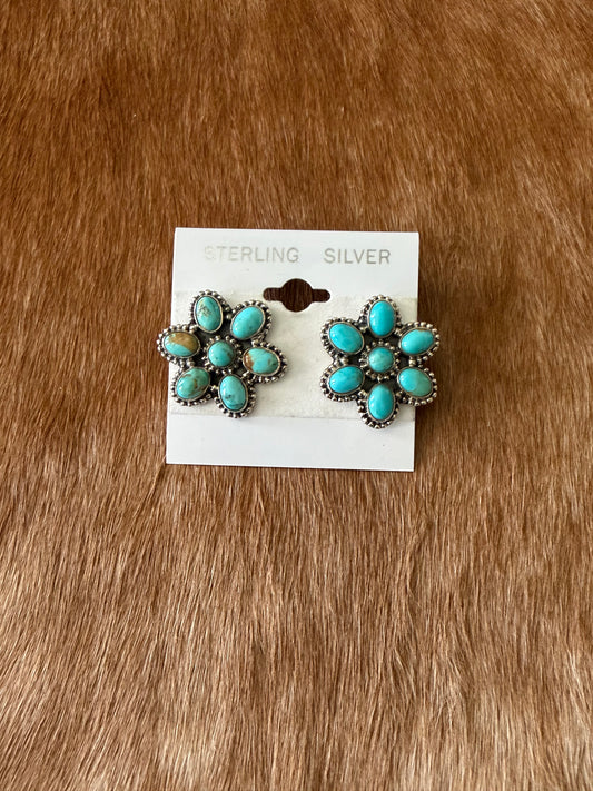 Turquoise cluster earrings