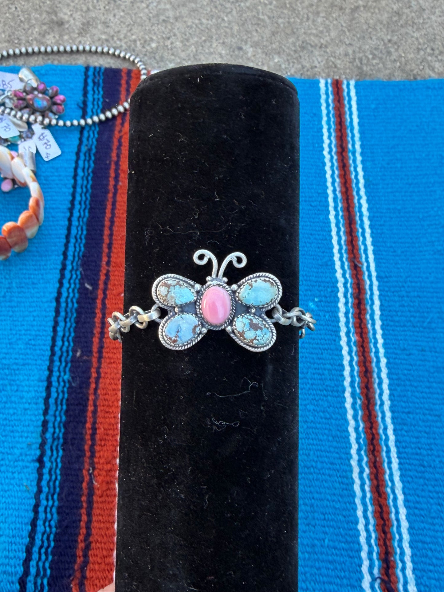 Golden hills + pink conch bracelet
