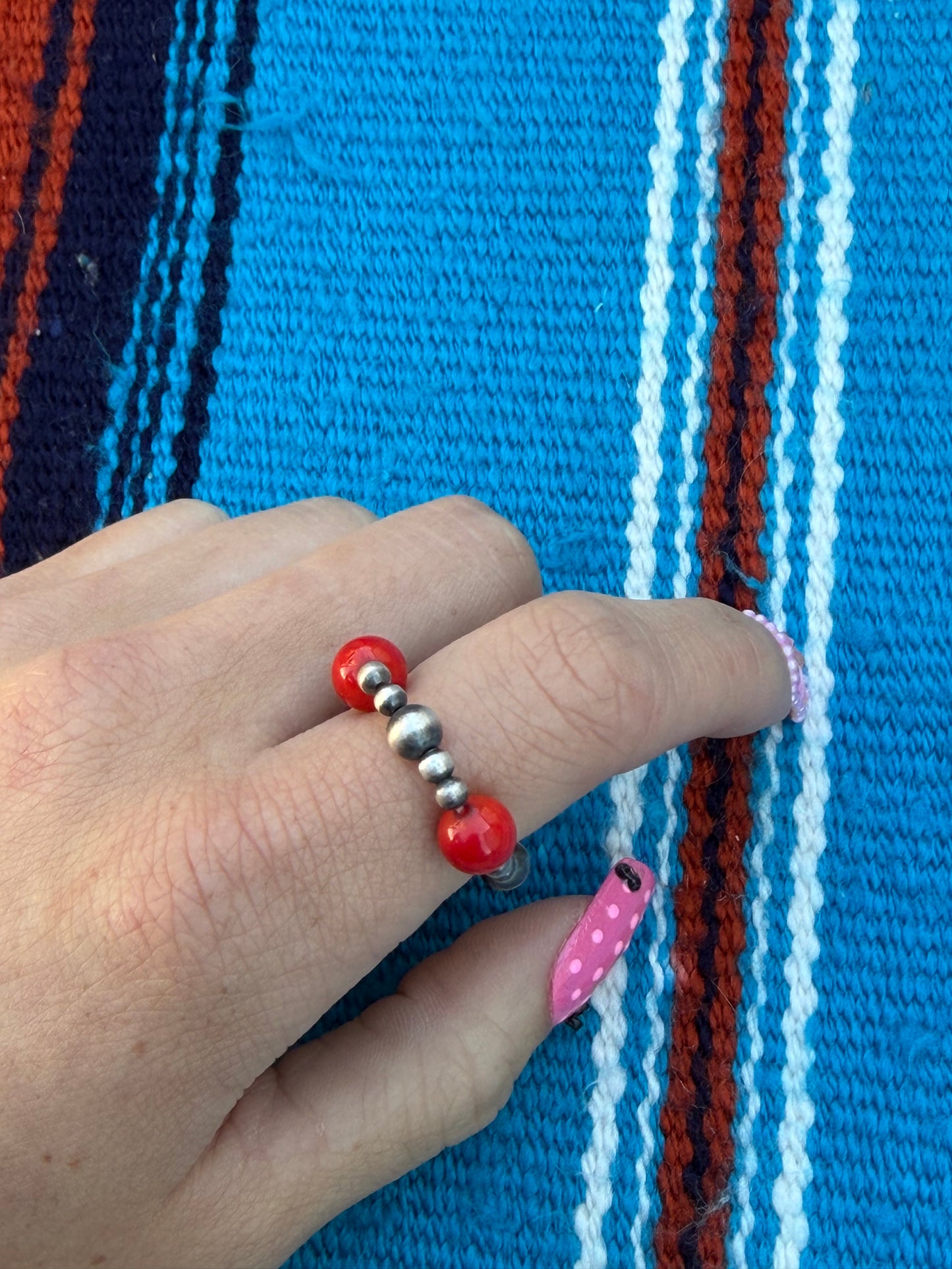 Red pearl ring
