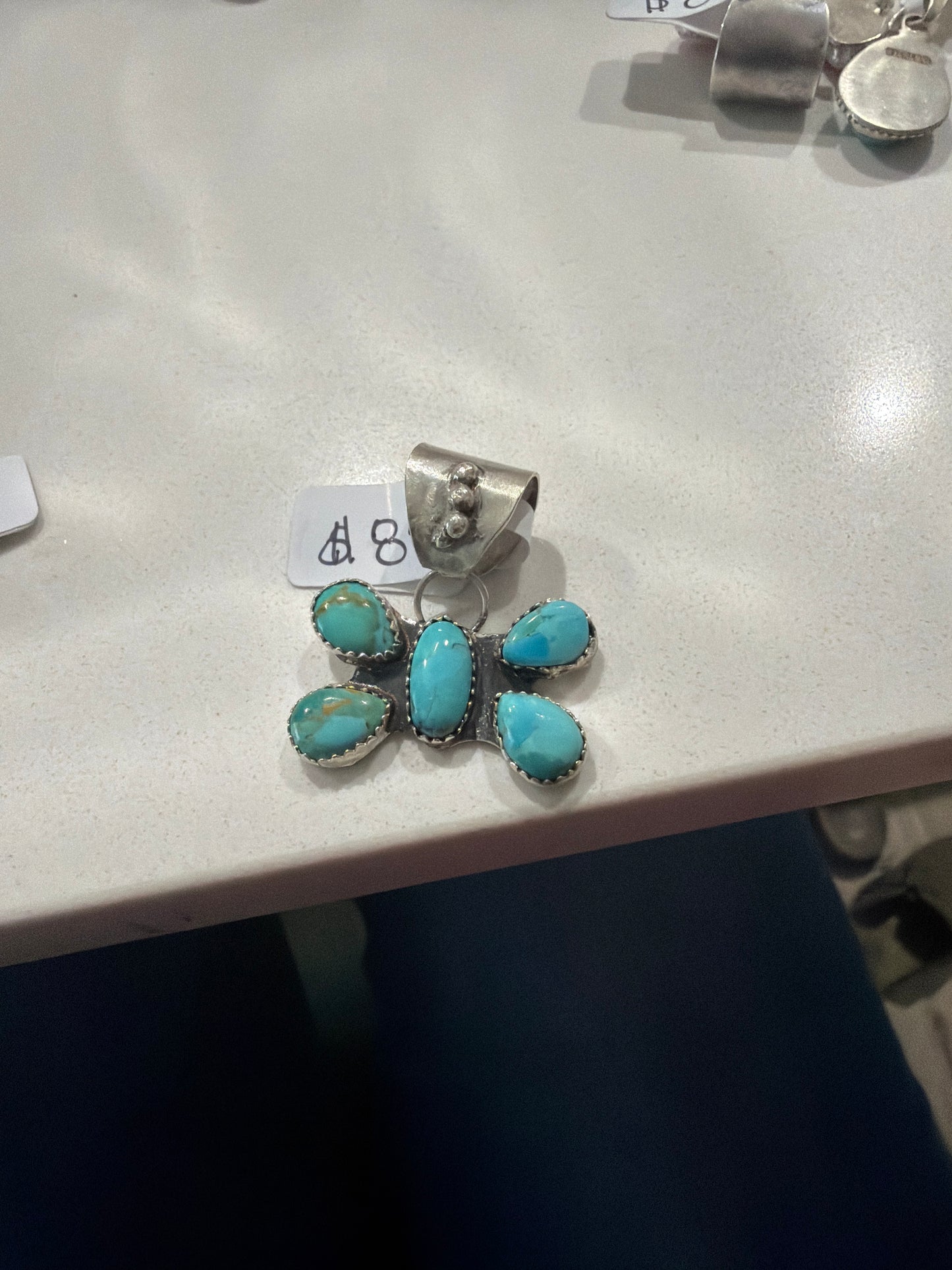 choice pendant (pink conch, turquoise and orange spiny