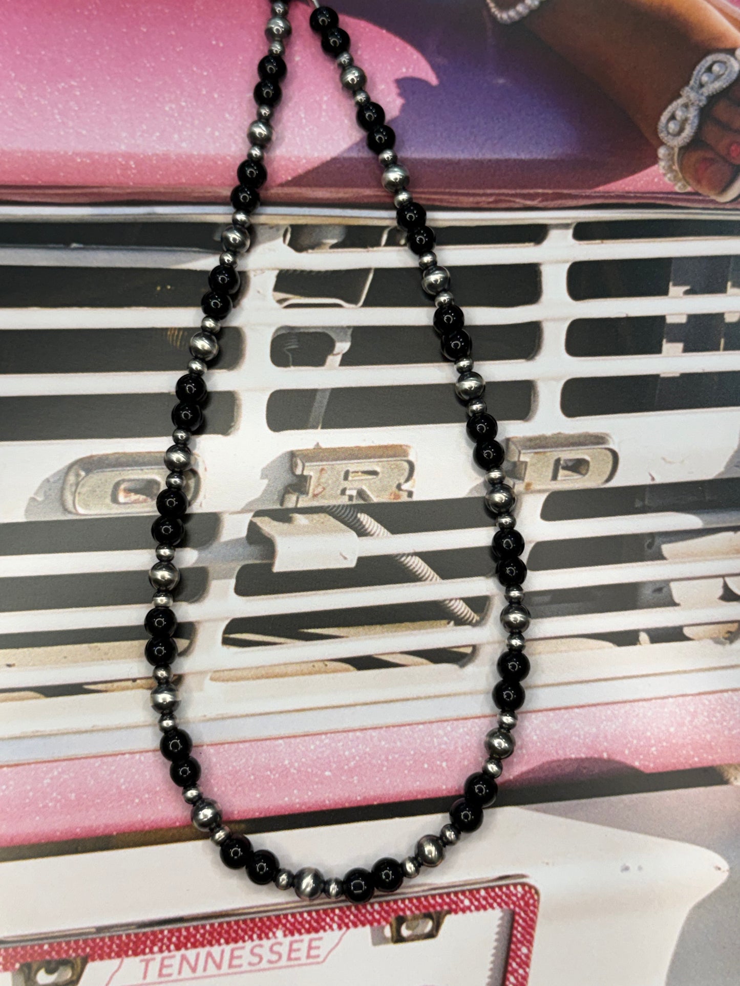 Black onyx with pearls