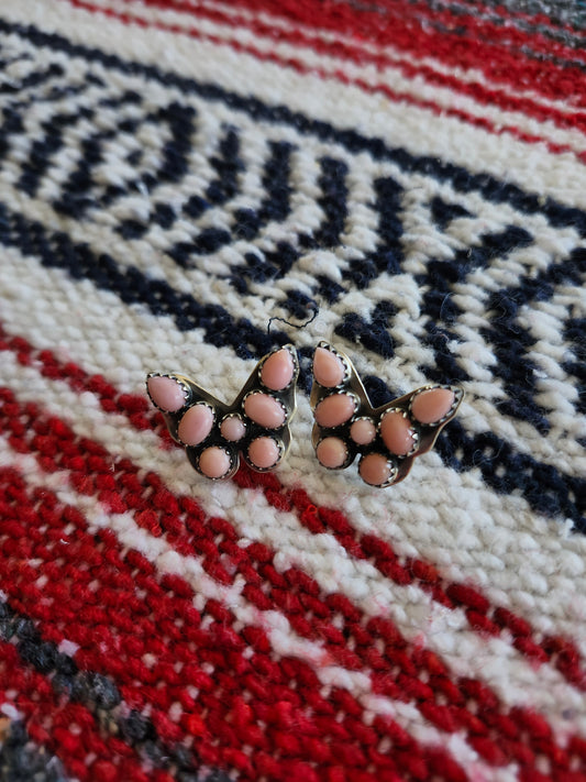 Pink conch butterfly earings