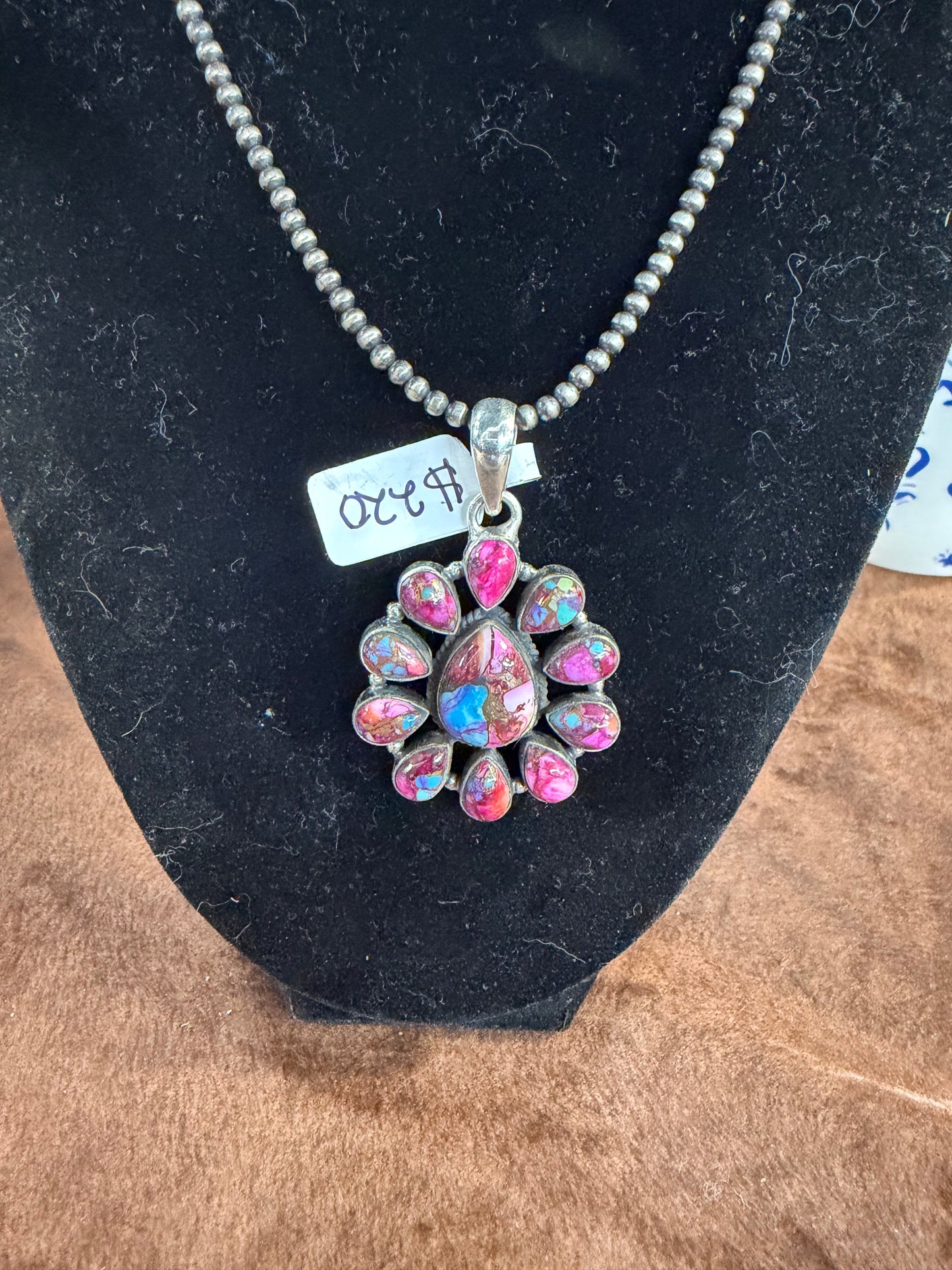 Pink dahlia pendant