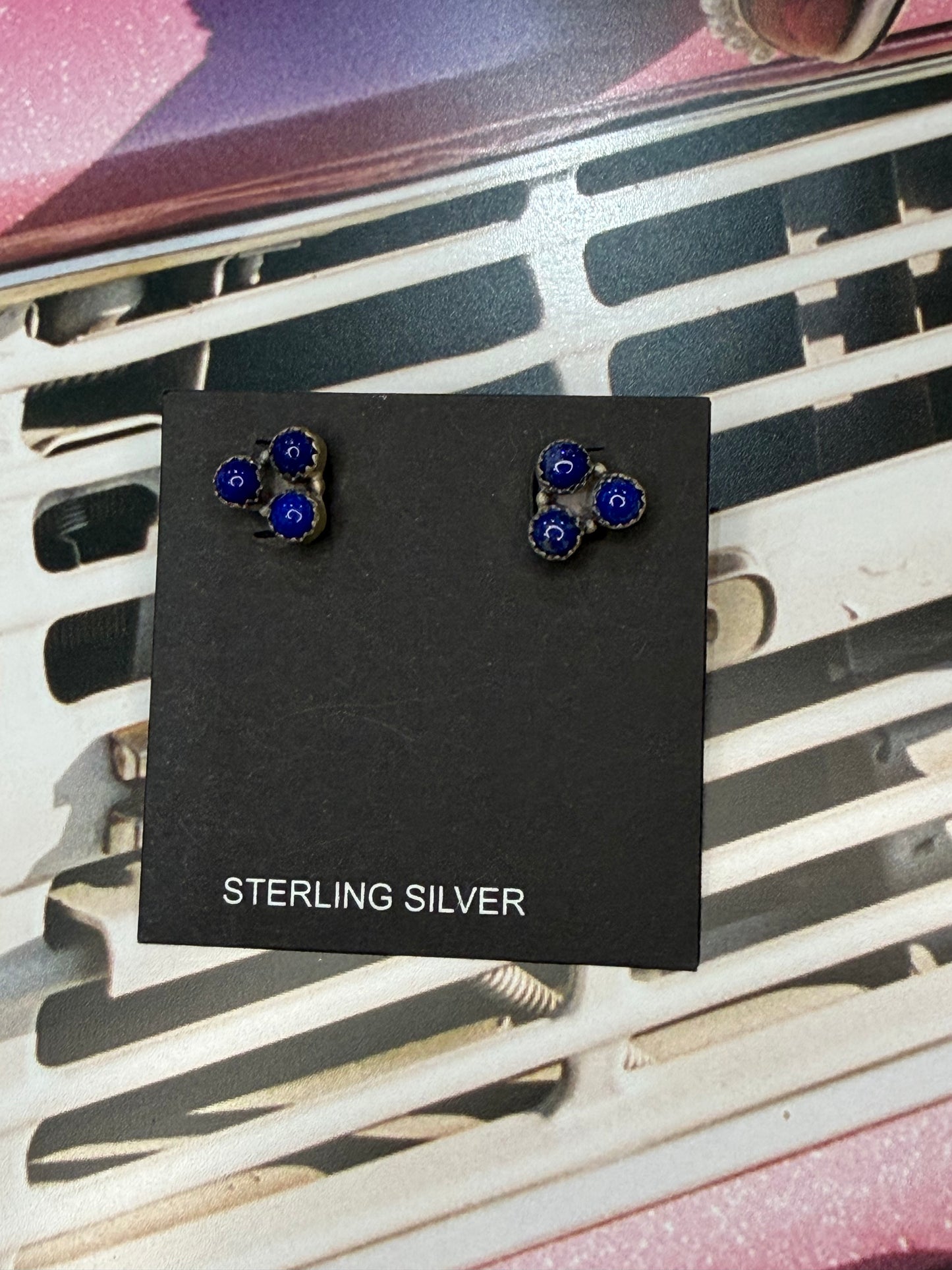 3 stone earings (lapis)